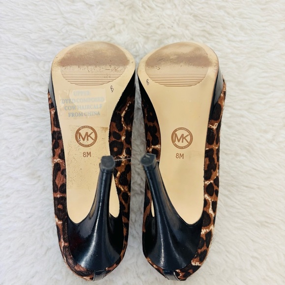 Michael Kors Dye Composed Cow Hair Calf Leather Platform High Heels Shoes Sz 8 M - Picture 12 of 12